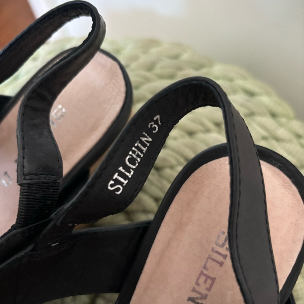 NEW Anthropologie Silent D Silchon Black Leather Crisscross Strap Heeled Sandal - Picture 8 of 11